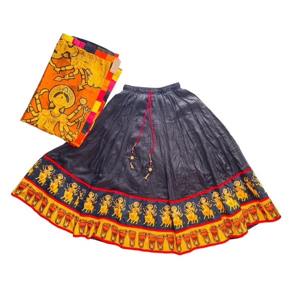 NWT UDD skirt with Dupatta set of 2 Yellow Black 96 x 32 in - Picture 4 of 11